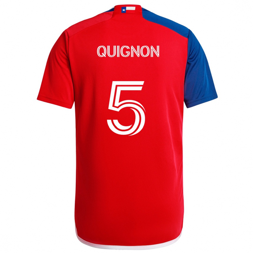 Kids Football Facundo Quignón #5 Blue Red Home Jersey 2024/25 T-Shirt Za