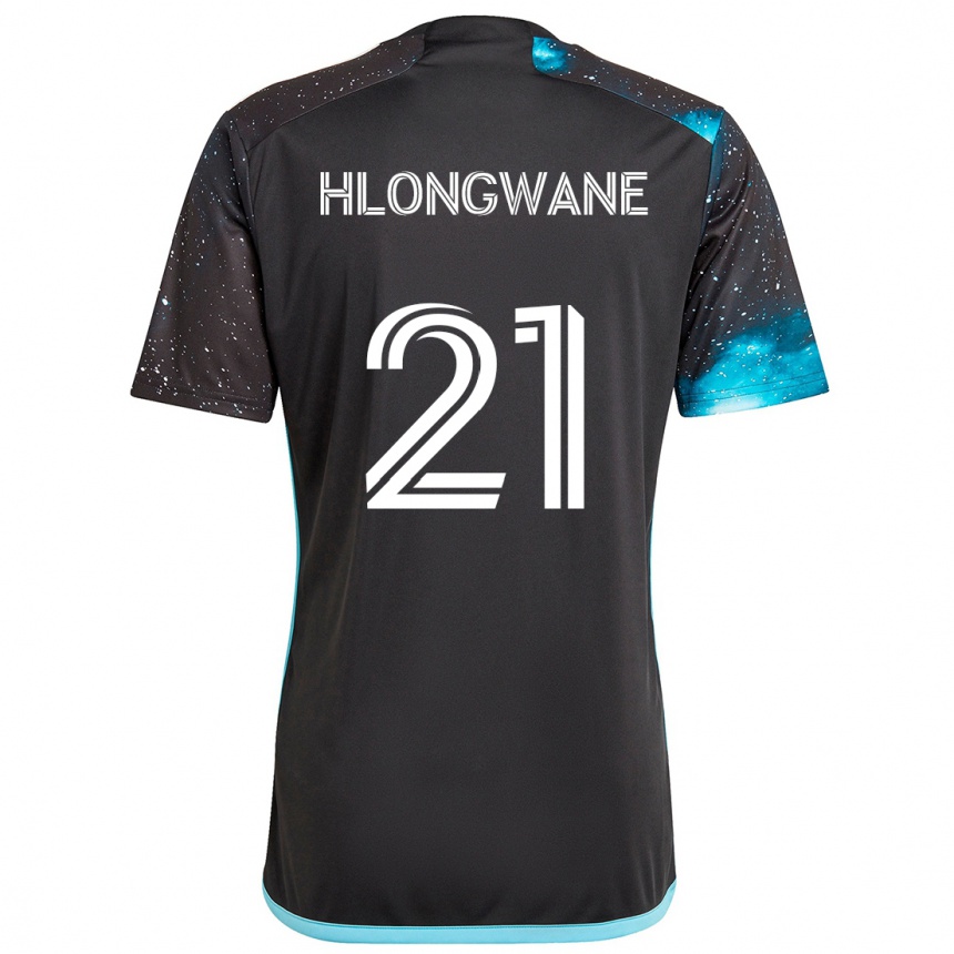 Kids Football Bongokuhle Hlongwane #21 Black Blue Home Jersey 2024/25 T-Shirt Za