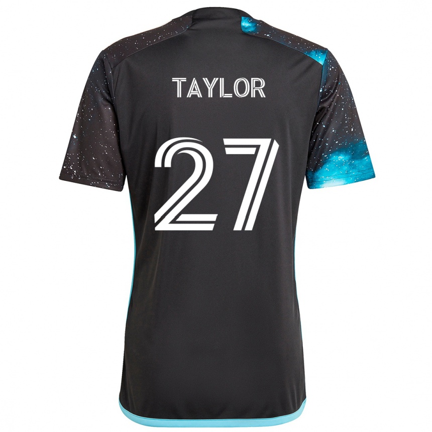 Kids Football D.j. Taylor #27 Black Blue Home Jersey 2024/25 T-Shirt Za