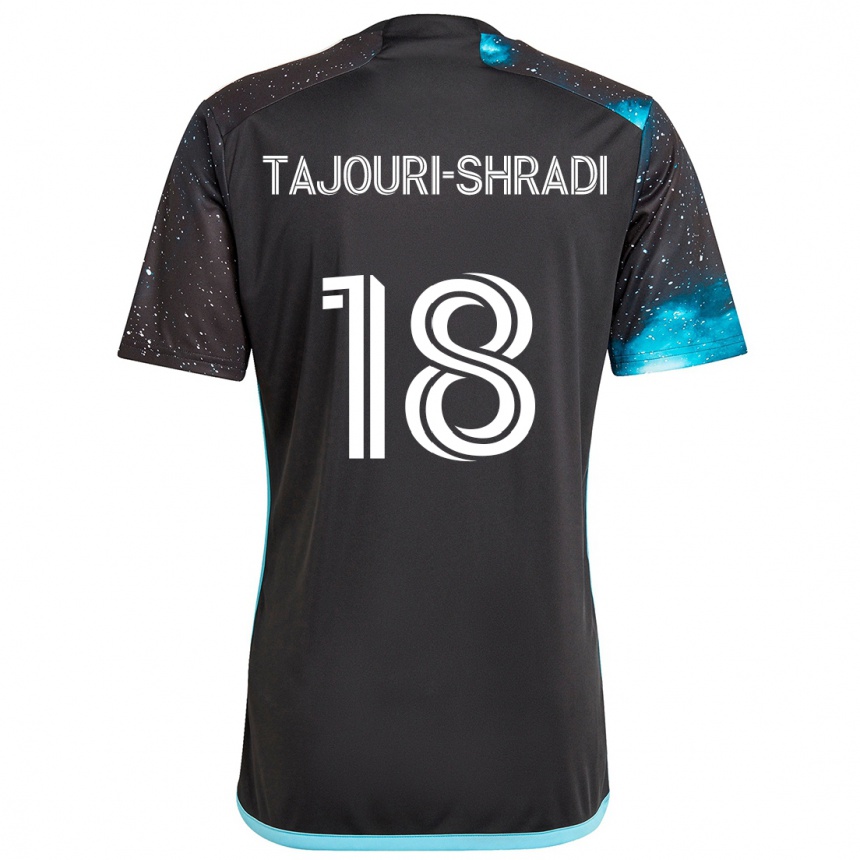 Kids Football Ismael Tajouri-Shradi #18 Black Blue Home Jersey 2024/25 T-Shirt Za