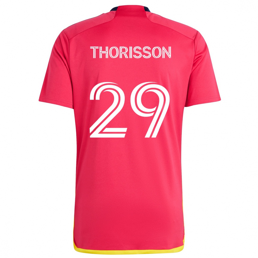 Kids Football Nökkvi Thórisson #29 Red Blue Home Jersey 2024/25 T-Shirt Za