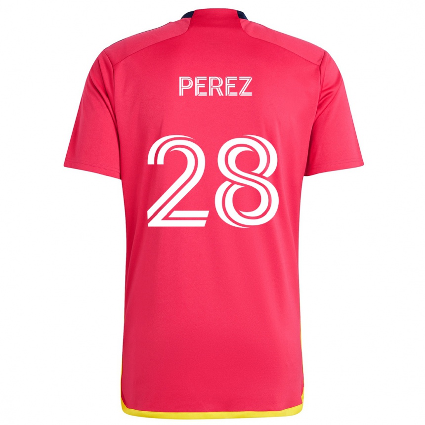 Kids Football Miguel Perez #28 Red Blue Home Jersey 2024/25 T-Shirt Za