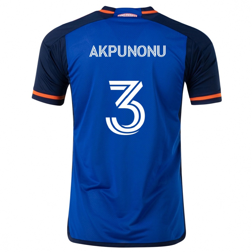 Kids Football Joey Akpunonu #3 Blue White Home Jersey 2024/25 T-Shirt Za