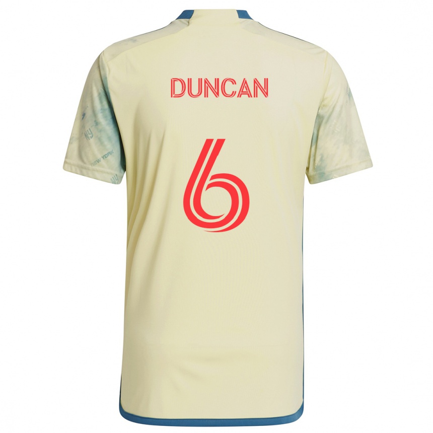 Kids Football Kyle Duncan #6 Yellow Red Blue Home Jersey 2024/25 T-Shirt Za