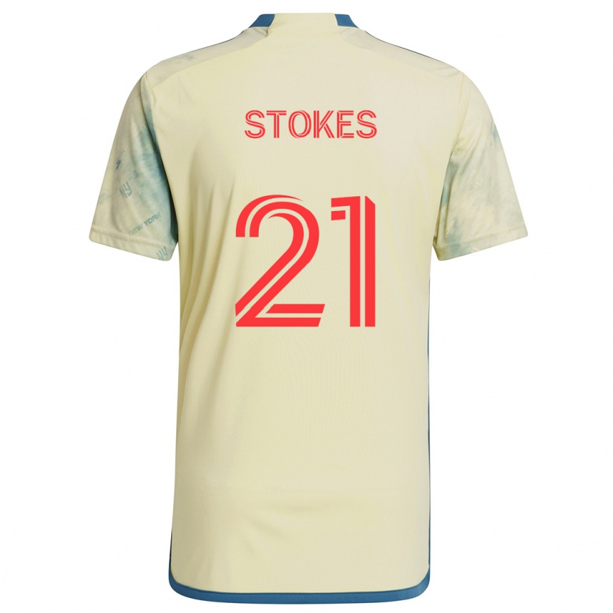 Kids Football Aidan Stokes #21 Yellow Red Blue Home Jersey 2024/25 T-Shirt Za