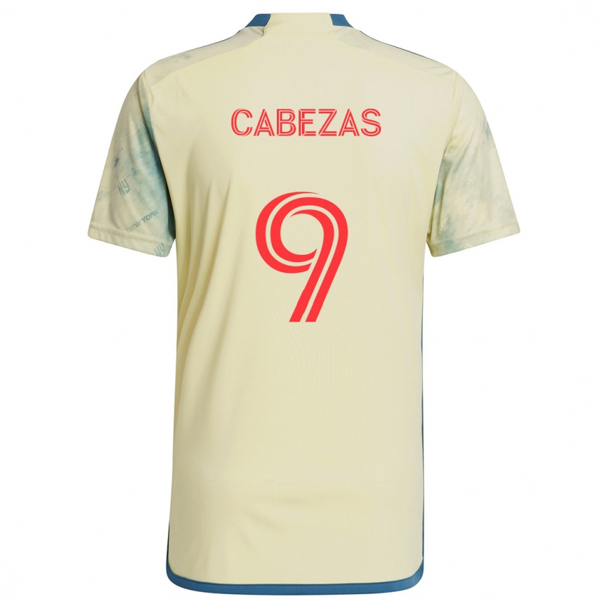 Kids Football Jorge Cabezas #9 Yellow Red Blue Home Jersey 2024/25 T-Shirt Za