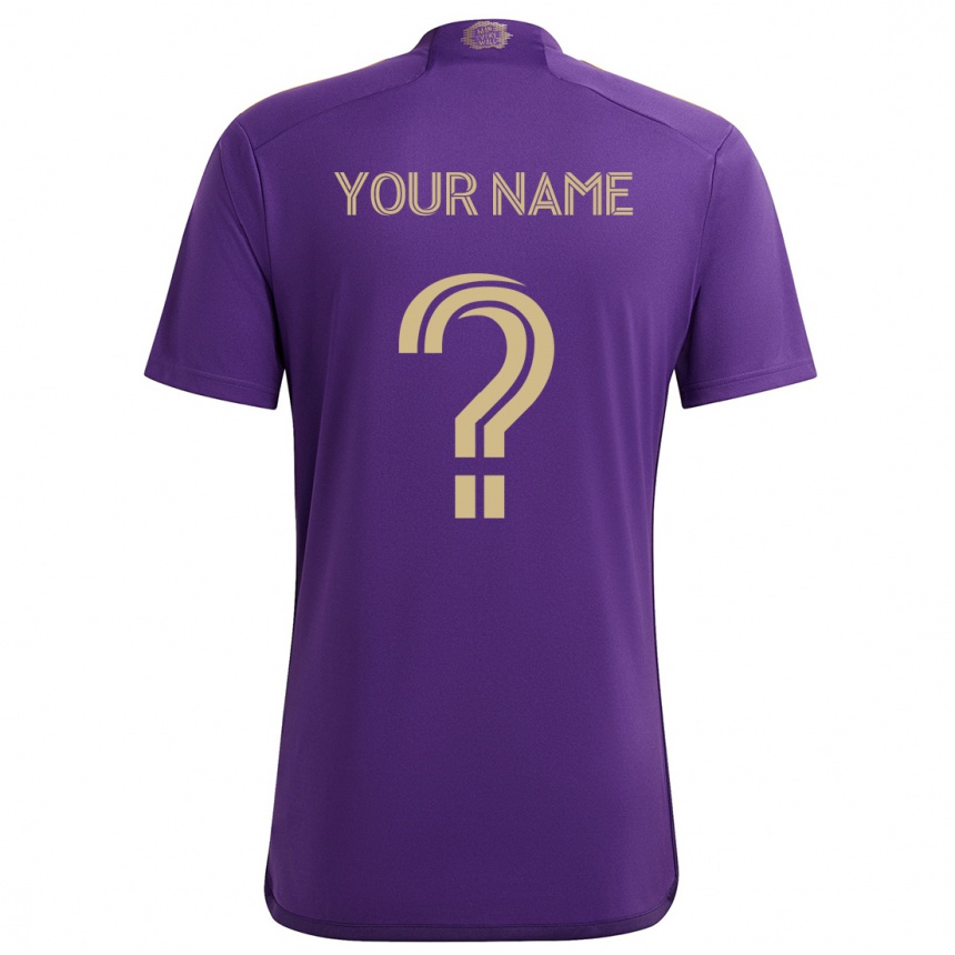 Kids Football Your Name #0 Purple Yellow Home Jersey 2024/25 T-Shirt Za