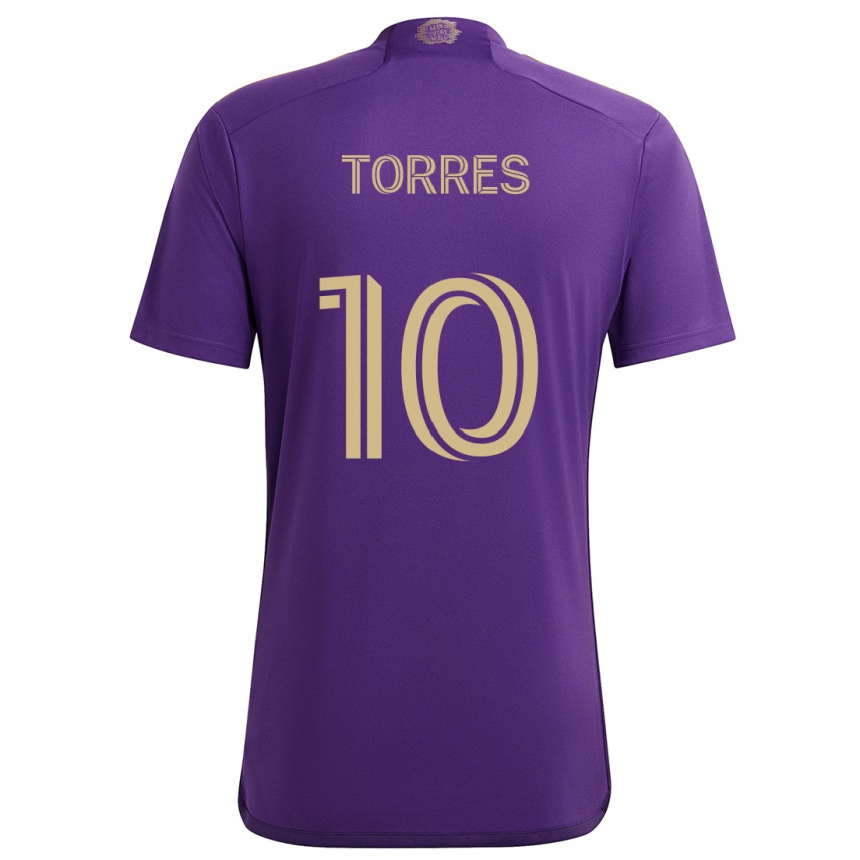 Kids Football Facundo Torres #10 Purple Yellow Home Jersey 2024/25 T-Shirt Za