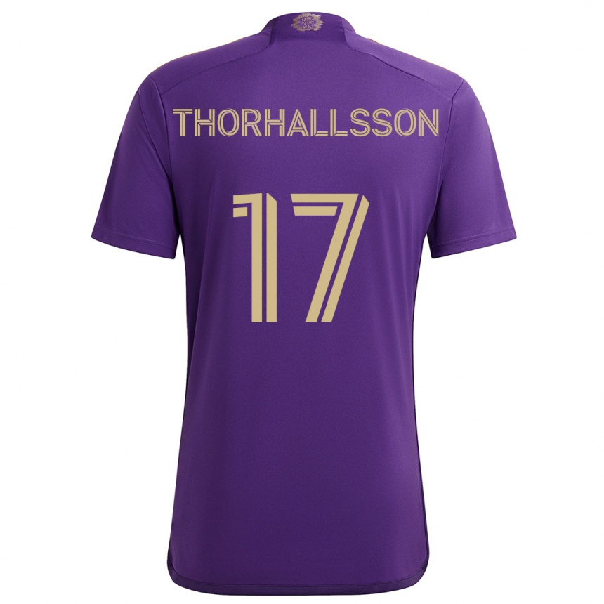 Kids Football Dagur Dan Thórhallsson #17 Purple Yellow Home Jersey 2024/25 T-Shirt Za