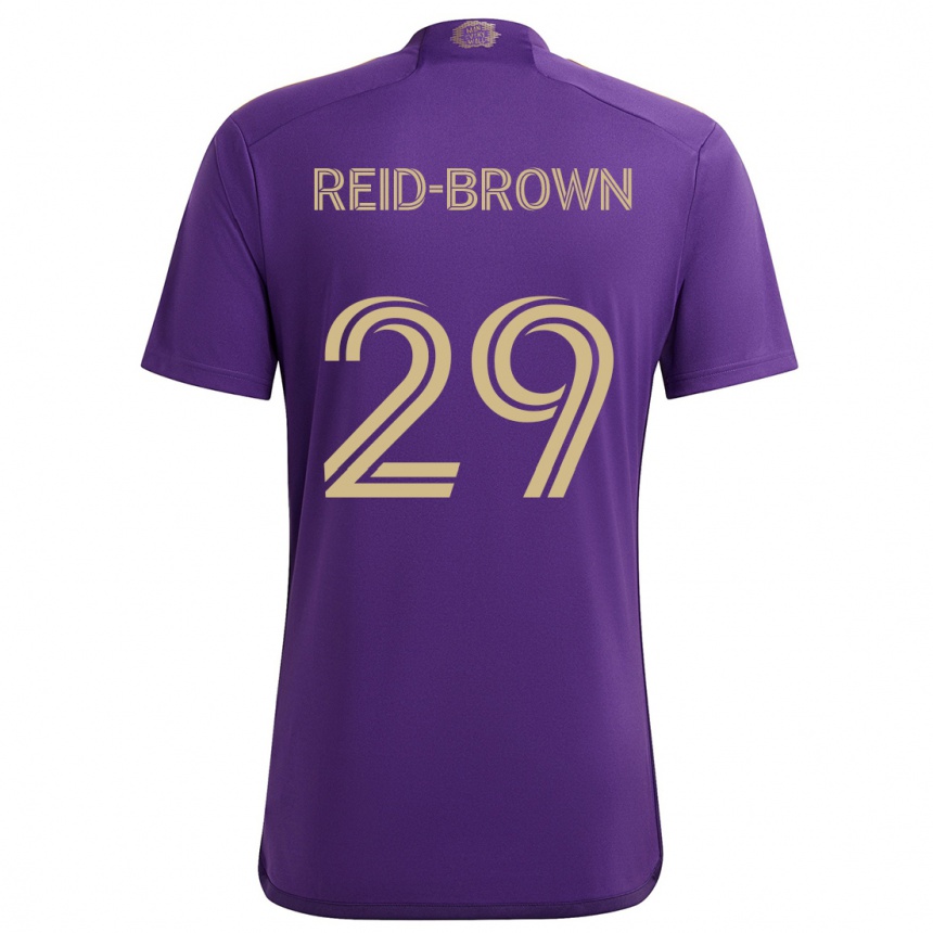 Kids Football Tahir Reid-Brown #29 Purple Yellow Home Jersey 2024/25 T-Shirt Za