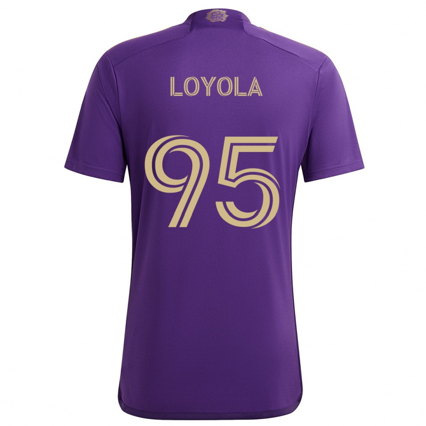 Kids Football Favian Loyola #95 Purple Yellow Home Jersey 2024/25 T-Shirt Za