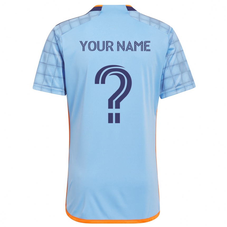 Kids Football Your Name #0 Blue Orange Home Jersey 2024/25 T-Shirt Za