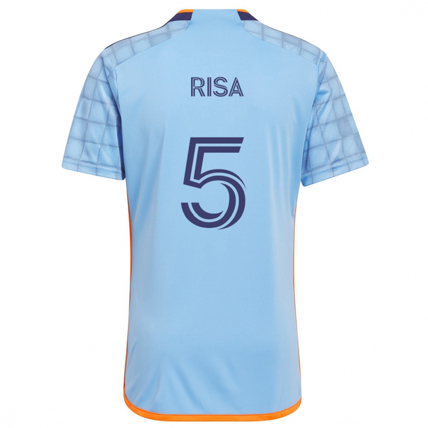 Kids Football Birk Risa #5 Blue Orange Home Jersey 2024/25 T-Shirt Za