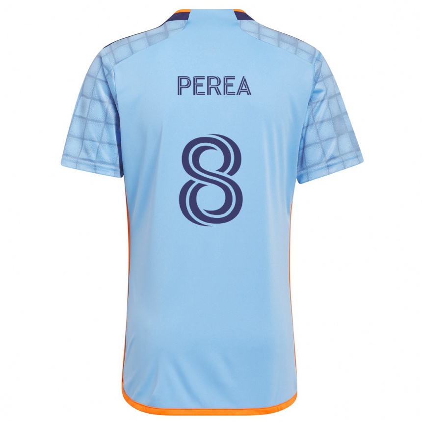 Kids Football Andrés Perea #8 Blue Orange Home Jersey 2024/25 T-Shirt Za