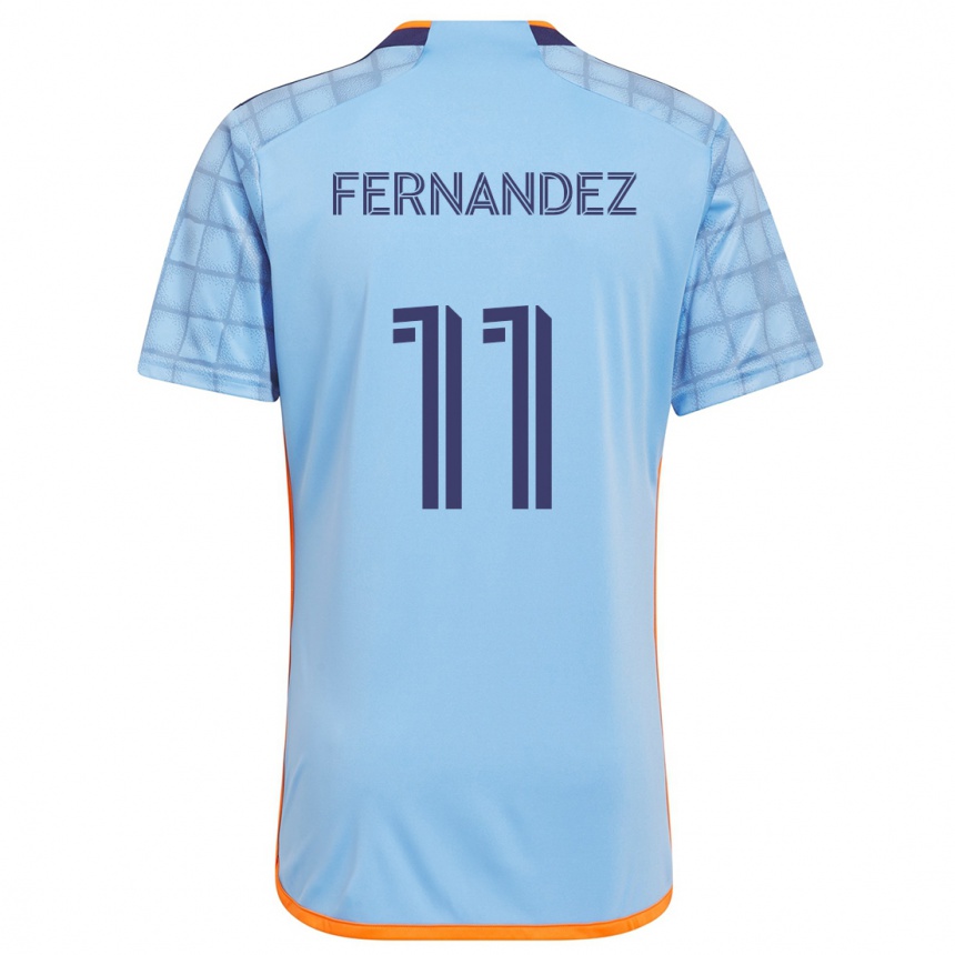 Kids Football Julián Fernández #11 Blue Orange Home Jersey 2024/25 T-Shirt Za