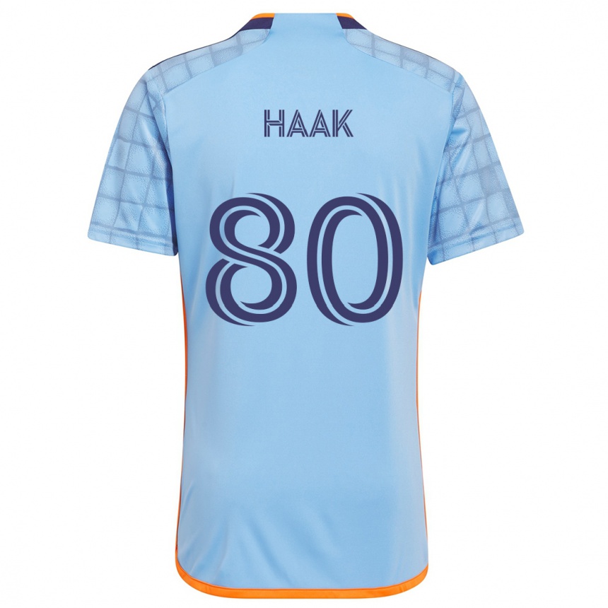 Kids Football Justin Haak #80 Blue Orange Home Jersey 2024/25 T-Shirt Za