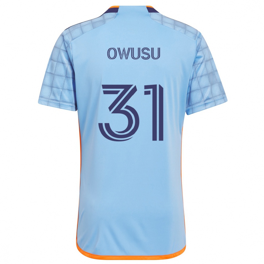 Kids Football Samuel Owusu #31 Blue Orange Home Jersey 2024/25 T-Shirt Za