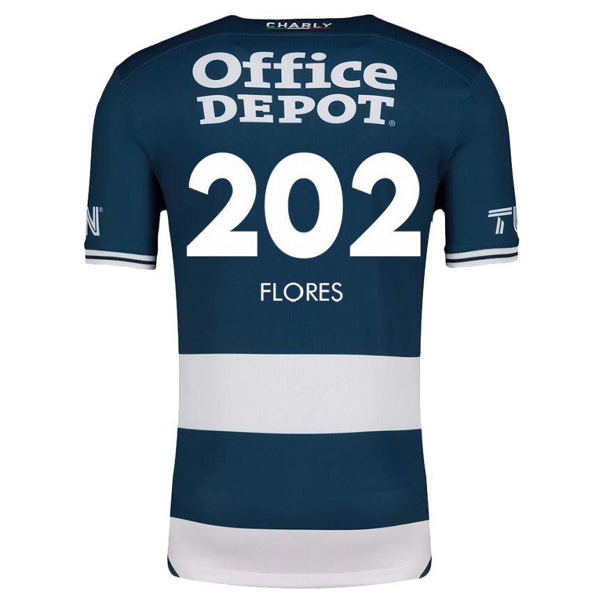 Kids Football Luis Flores #202 Blue White Home Jersey 2024/25 T-Shirt Za