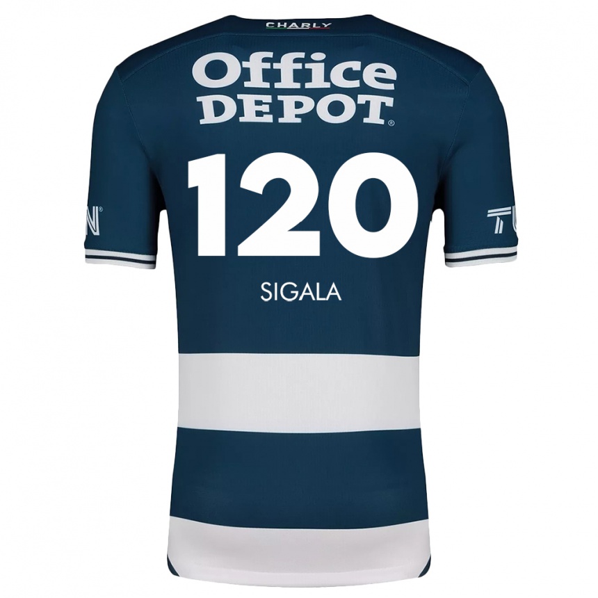 Kids Football Juan Sigala #120 Blue White Home Jersey 2024/25 T-Shirt Za