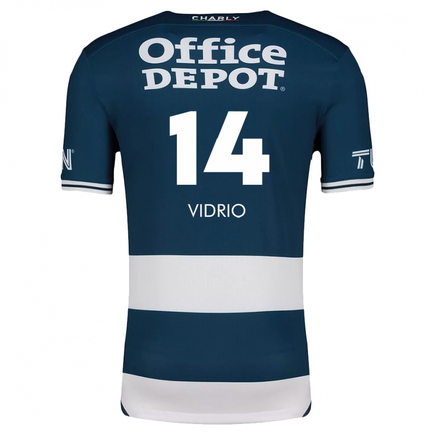 Kids Football Nailea Vidrio #14 Blue White Home Jersey 2024/25 T-Shirt Za