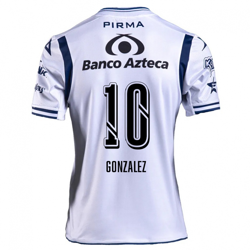 Kids Football Jair González #10 White Navy Blue Home Jersey 2024/25 T-Shirt Za