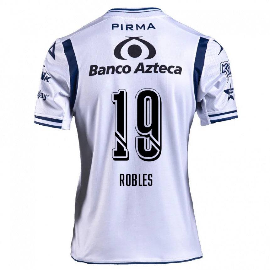 Kids Football Ángel Robles #19 White Navy Blue Home Jersey 2024/25 T-Shirt Za