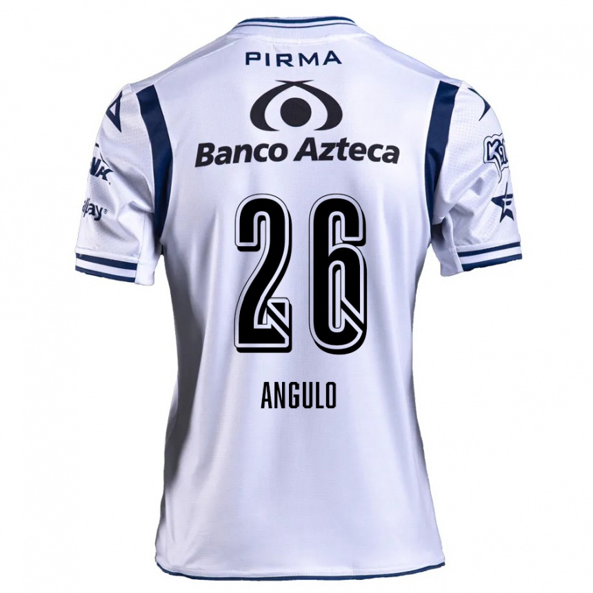 Kids Football Brayan Angulo #26 White Navy Blue Home Jersey 2024/25 T-Shirt Za