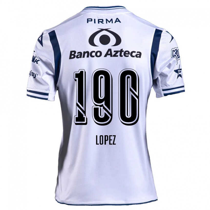 Kids Football Josué López #190 White Navy Blue Home Jersey 2024/25 T-Shirt Za