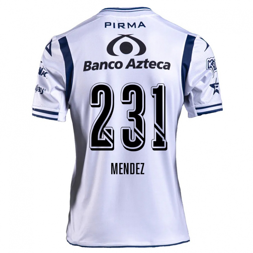 Kids Football Alejandro Méndez #231 White Navy Blue Home Jersey 2024/25 T-Shirt Za