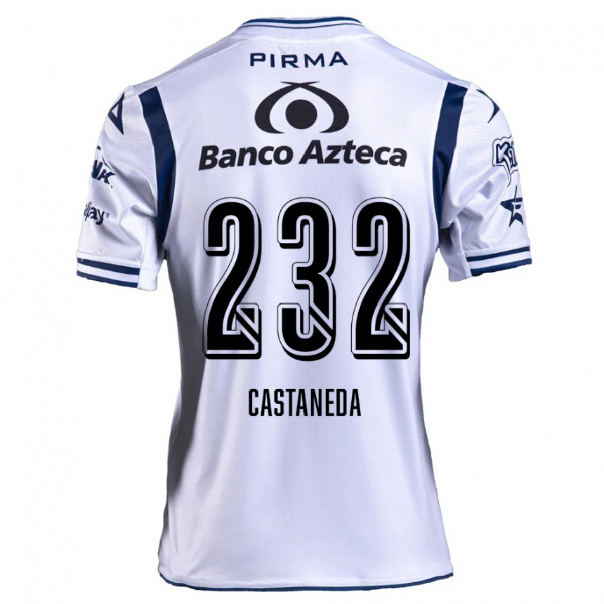 Kids Football Ángel Castañeda #232 White Navy Blue Home Jersey 2024/25 T-Shirt Za