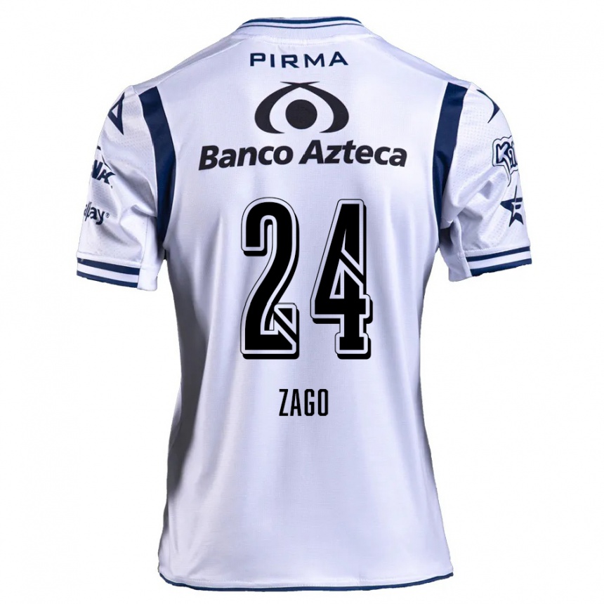 Kids Football Diego Zago #24 White Navy Blue Home Jersey 2024/25 T-Shirt Za