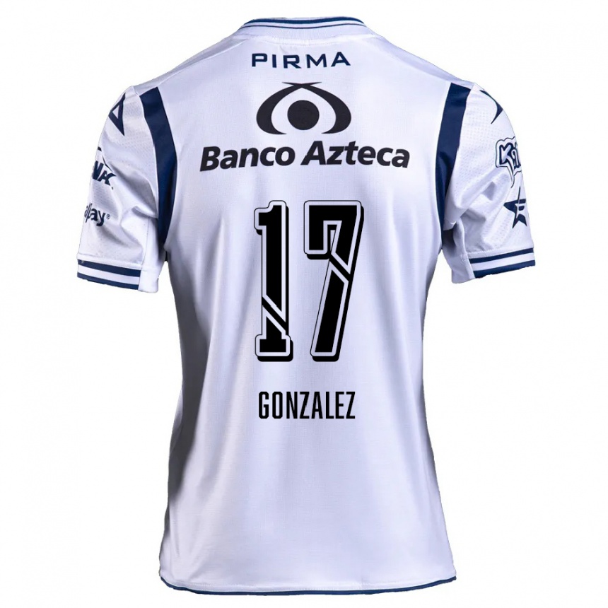 Kids Football Andrea González #17 White Navy Blue Home Jersey 2024/25 T-Shirt Za