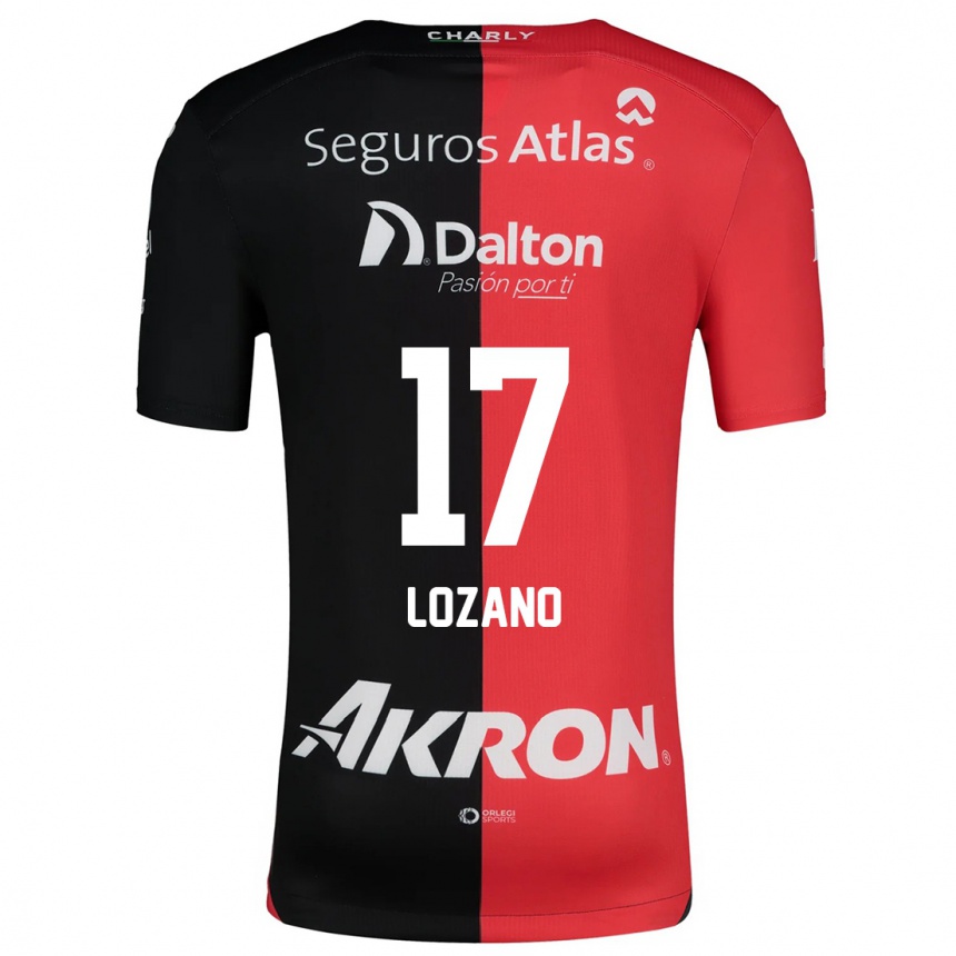 Kids Football José Lozano #17 Red Black Home Jersey 2024/25 T-Shirt Za