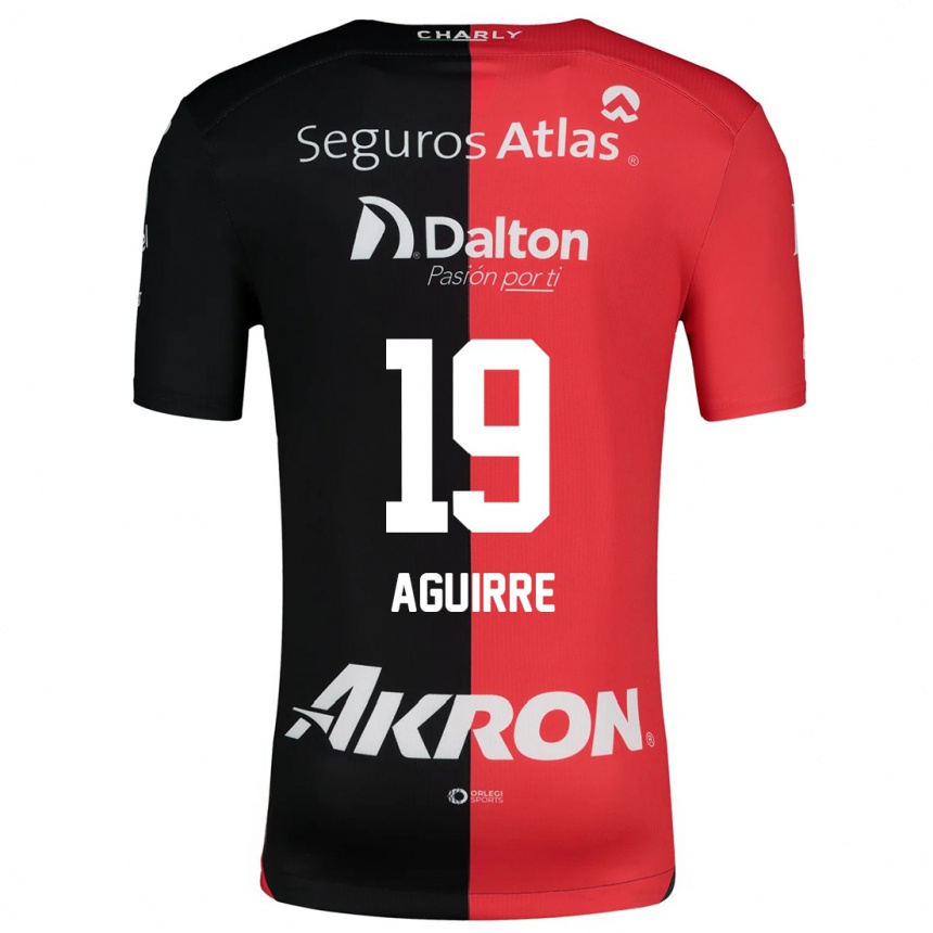 Kids Football Eduardo Aguirre #19 Red Black Home Jersey 2024/25 T-Shirt Za