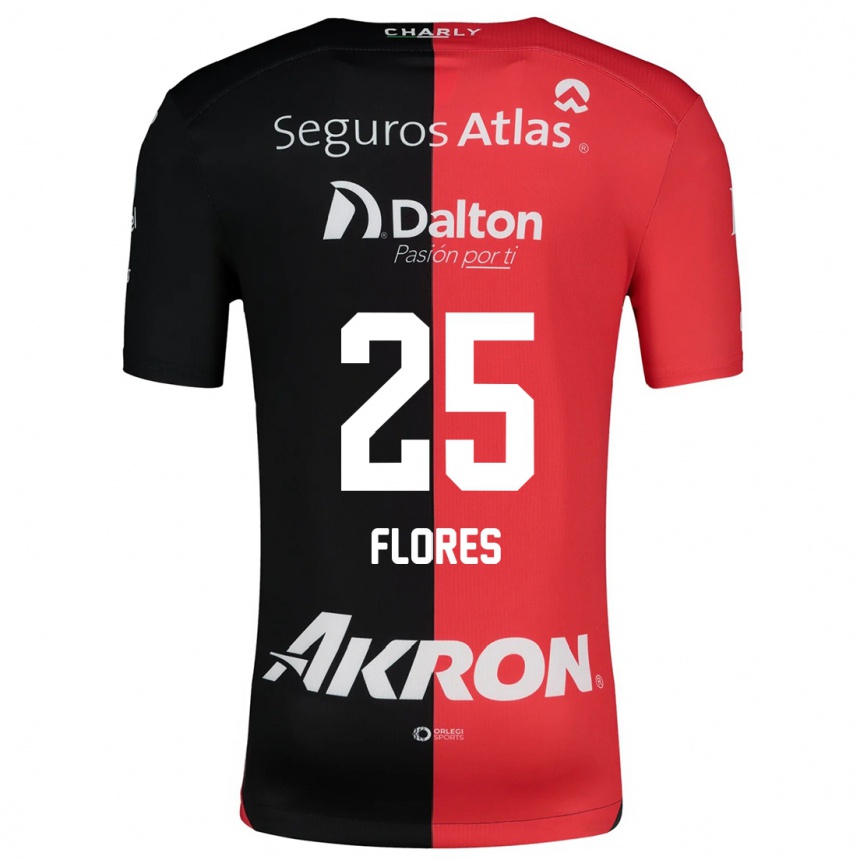 Kids Football Leonardo Flores #25 Red Black Home Jersey 2024/25 T-Shirt Za