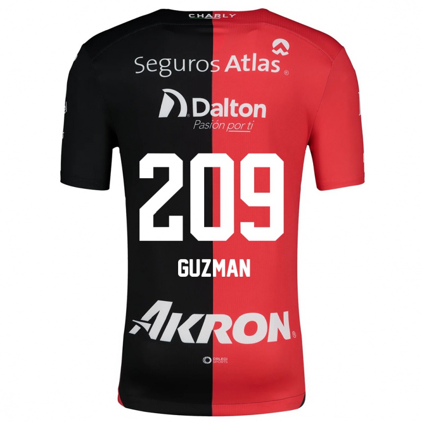 Kids Football Jorge Guzmán #209 Red Black Home Jersey 2024/25 T-Shirt Za