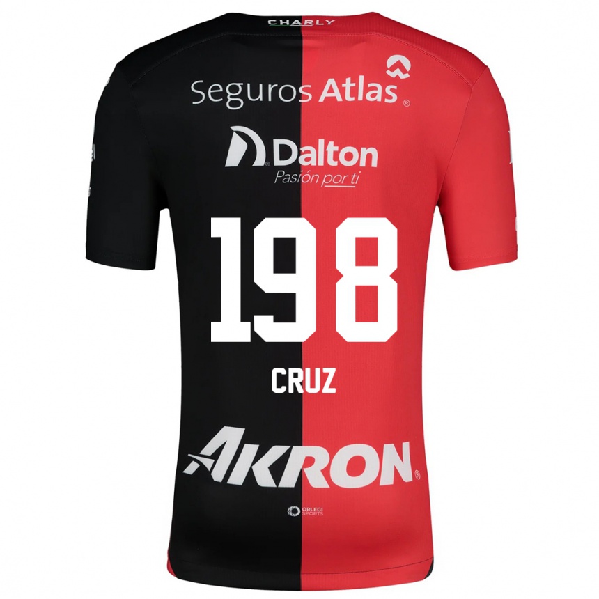 Kids Football Carlos Cruz #198 Red Black Home Jersey 2024/25 T-Shirt Za