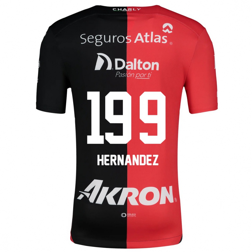 Kids Football Sergio Hernández #199 Red Black Home Jersey 2024/25 T-Shirt Za