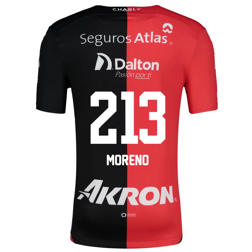 Kids Football Eduardo Moreno #213 Red Black Home Jersey 2024/25 T-Shirt Za