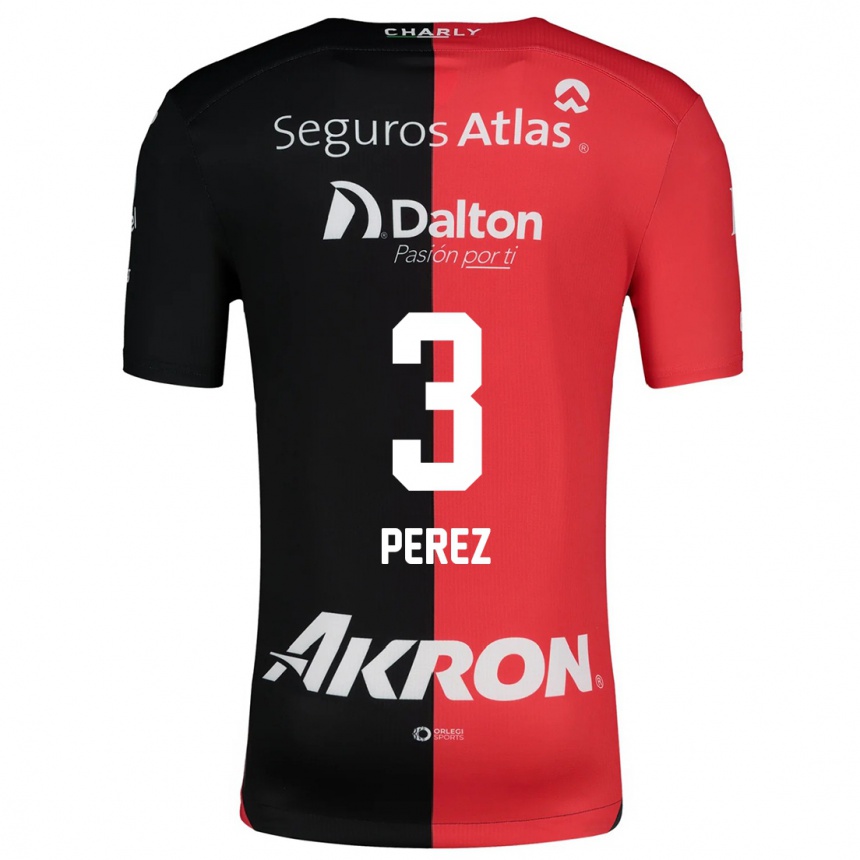 Kids Football María Fernanda Pérez #3 Red Black Home Jersey 2024/25 T-Shirt Za