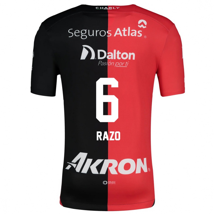 Kids Football Valeria Razo #6 Red Black Home Jersey 2024/25 T-Shirt Za