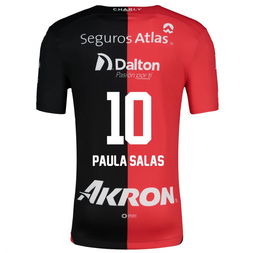 Kids Football María Paula Salas #10 Red Black Home Jersey 2024/25 T-Shirt Za