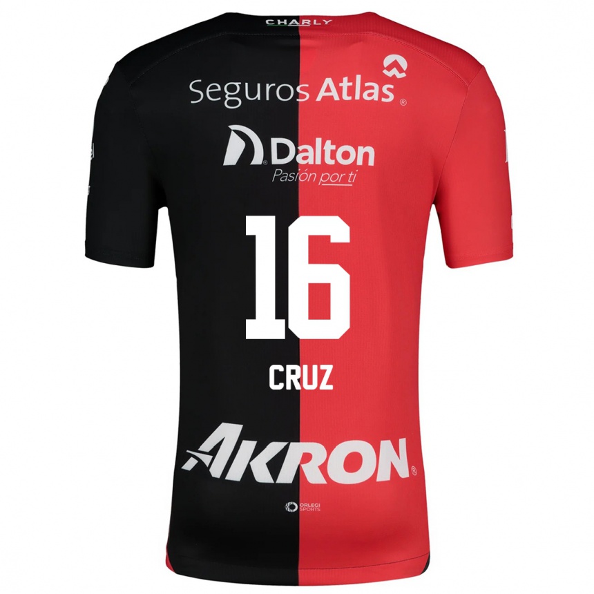 Kids Football Daniela Cruz #16 Red Black Home Jersey 2024/25 T-Shirt Za