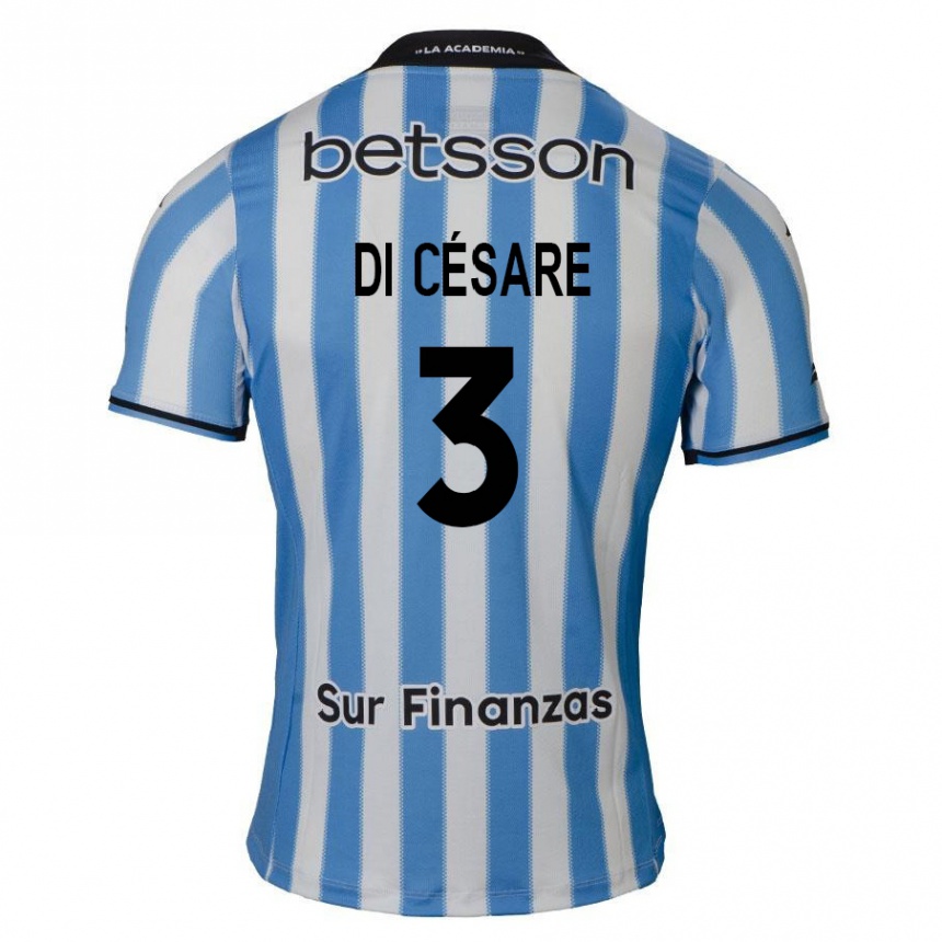 Kids Football Marco Di Césare #3 Blue White Black Home Jersey 2024/25 T-Shirt Za