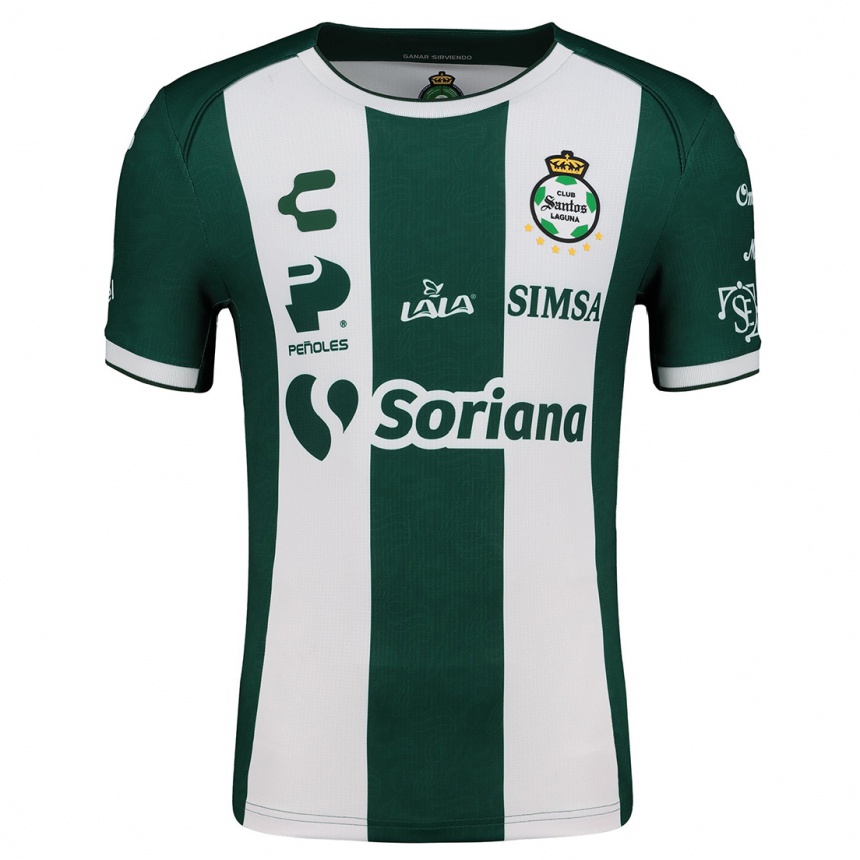 Kids Football Santiago Muñoz #19 Green White Home Jersey 2024/25 T-Shirt Za