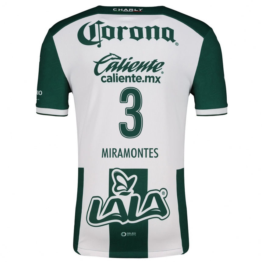 Kids Football Natalia Miramontes #3 Green White Home Jersey 2024/25 T-Shirt Za