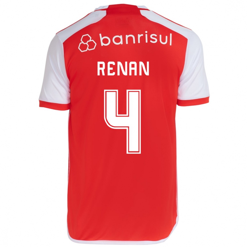 Kids Football Robert Renan #4 Red White Home Jersey 2024/25 T-Shirt Za