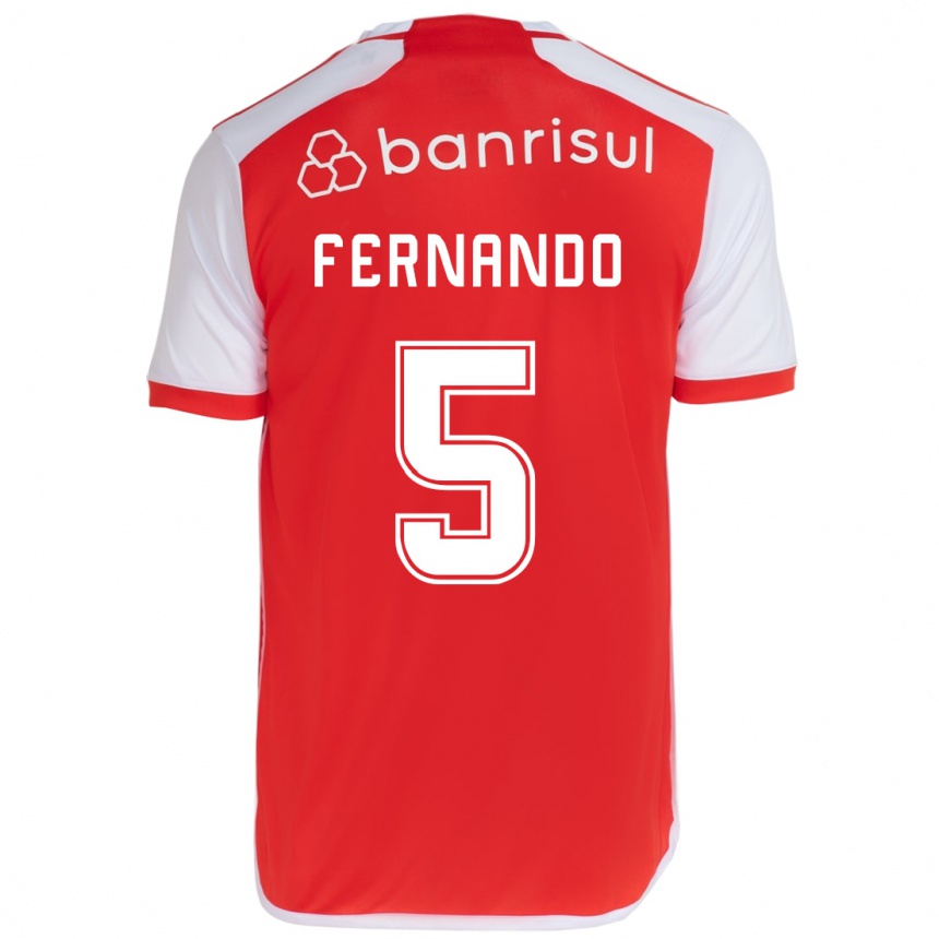 Kids Football Fernando #5 Red White Home Jersey 2024/25 T-Shirt Za