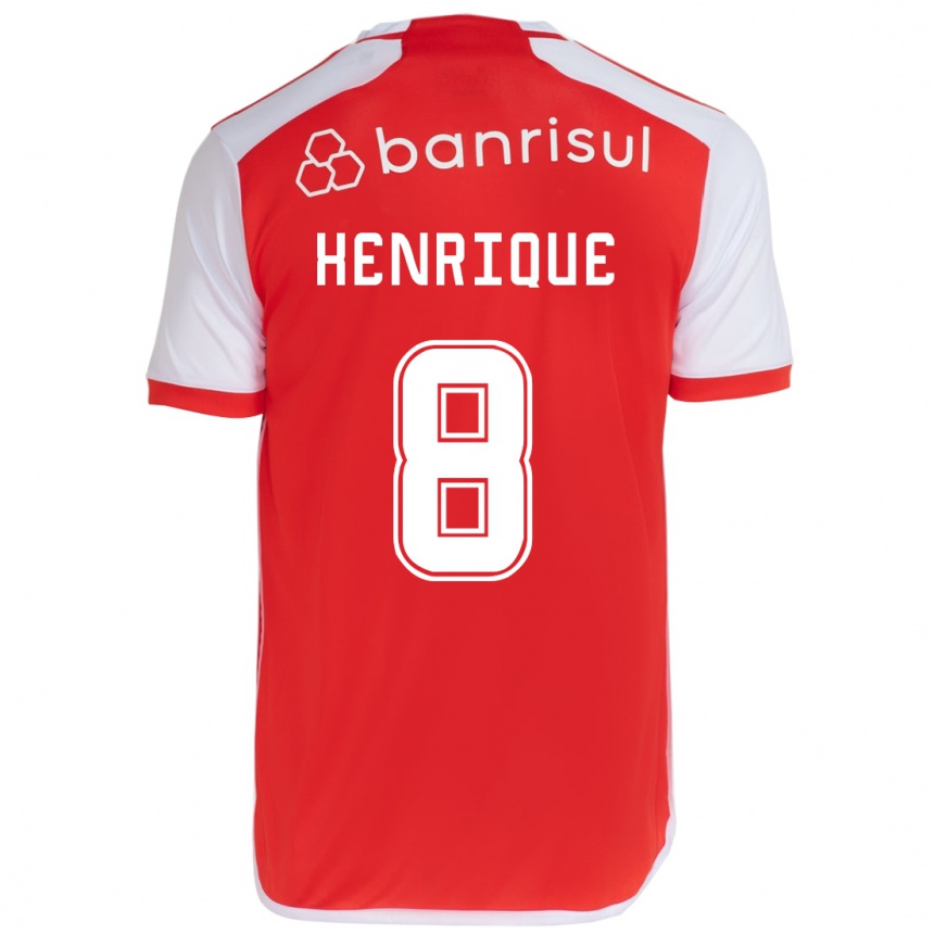 Kids Football Bruno Henrique #8 Red White Home Jersey 2024/25 T-Shirt Za