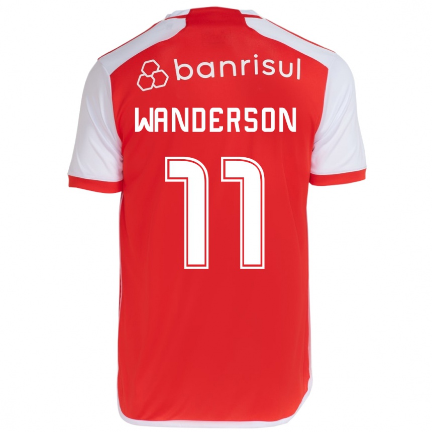 Kids Football Wanderson #11 Red White Home Jersey 2024/25 T-Shirt Za